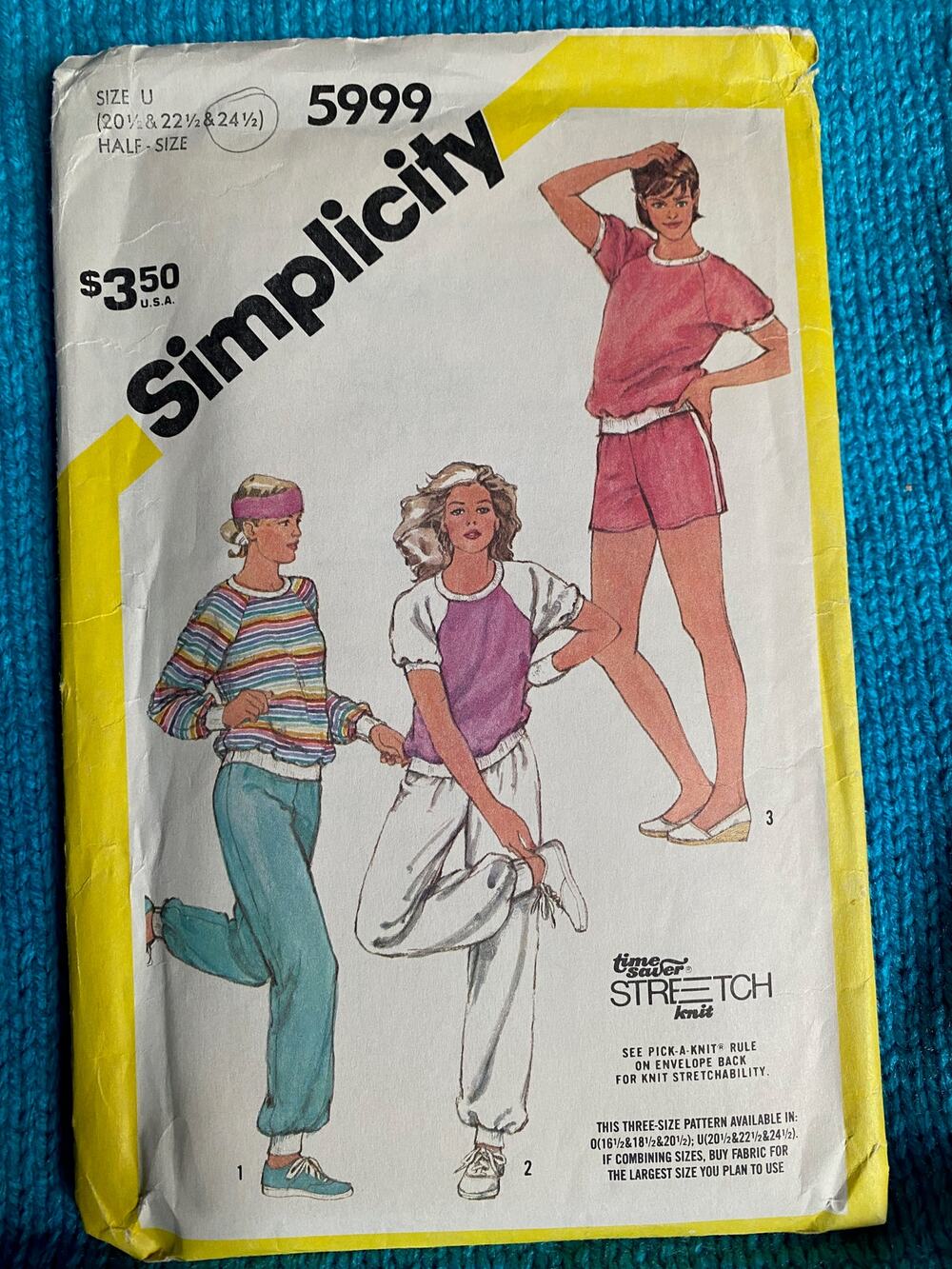 Simplicity Sewing pattern 5999 80s track suit pants shorts